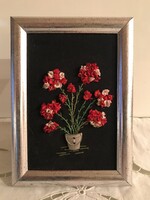 KÉZIMUNKA - TEXTIL - KÉP - ANTIK - 18 x 13 cm