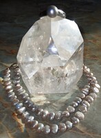 Szemenként csomózott tenyésztett gyöngy nyaklánc 925 jelzett kapoccsal