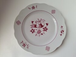 Zsolnay Sinkó madaras rózsaszín lapostányér, 23,8 cm