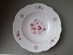 Zsolnay Sinkó madaras rózsaszín mélytányér, 24,2 cm