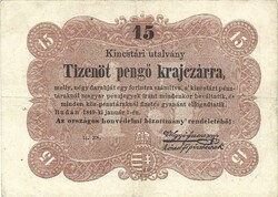 15 tizenöt pengő krajczárra krajcárra 1849 Kossuth 2.