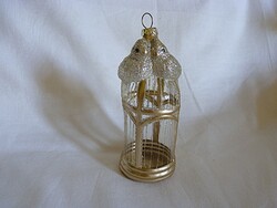 RETRÓ STÍLUSÚ ÜVEG KARÁCSONYFADÍSZ - KALITKA - MADARAKKAL!