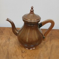 Szép régi ónozott vörösréz kanna/kiöntő (21,5x23x13 cm)