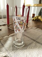 Vintage,talpas, üveg pohár - tarot kártyával