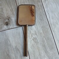 Remek régi bronzkeretes pipere tükör (29,5x10,3 cm)