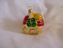 RETRÓ STÍLUSÚ ÜVEG KARÁCSONYFADÍSZ - SZÁNKÓ - AJÁNDÉKOKKAL!