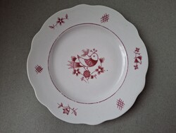 Zsolnay Sinkó madaras rózsaszín kistányér, 17,8 cm