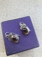 925 ezüst indiai fülbevaló füstkvarc kővel