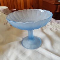 Indiana glass lótuszvirág gyönyörű matt szatén kék talpas tál