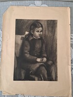 2 db Id.Czene Béla grafika egyben kislányportrék