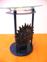 Vas mécsestartó, aromalámpa, illóolaj párologtató nap díszítéssel