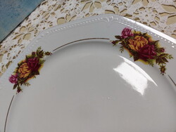 Gyönyörű rózsás, nagy tortás porcelán tál, kínáló, asztalközép