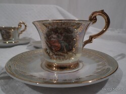 PORCELÁN - 14 db - KÁVÉSKÉSZLET  - NDK - JELZETT - K. P. M - ARANYOZOTT  - alj 11 cm