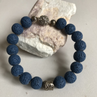 Buddha fejes Lávakő karkötő ékszerdróton