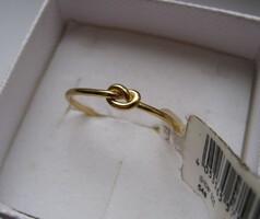 Sárga aranyozott ezüst karika gyűrű, csomóval - új!