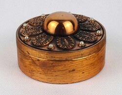1Y305 Iparművészeti LIGNIFER kördoboz ékszertartó díszdoboz 9.3 cm