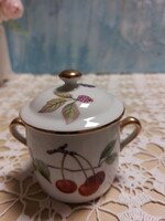 Royal Worcester finomporcelán gyönyörű gyümölcsös cukortartó