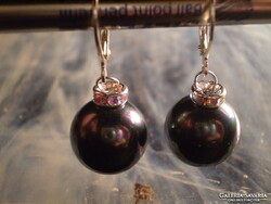 12mm-es SHELL-PEARL kagylógyöngy padlizsánszinű fülbevaló