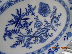 1880 Carlsbad Gesellschaft Brüder Martin látványos Meisseni Kék hagyma mintával ovális tálaló 40 cm