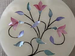 Nagy, nehéz ónix fedeles doboz gyöngyház berakással