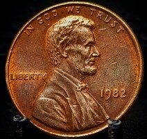 Amerikai Egyesült Államok 1 cent, 1982 Lincoln Cent Verdejel nélkül D11I2