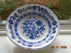 1880 Carlsbad Gesellschaft Brüder Martin látványos Meisseni Kék hagyma mintával kerek mély tál 24 cm