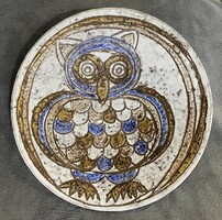 Baglyos fali kerámia Karácsony Zsuzsa készíthette 30 cm átmérővel.