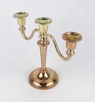 1Y296 Régi háromágú ezüstözött gyertyatartó 19.5 cm