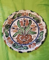 Jelzett korondi kerámia né fali tányér, tál,nagy méretű,26 cm átmérőjű, törés mentes,szép állapotban