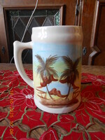 Trópusi mintás kerámia sörös korsó