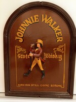 Klasszikus Johnnie Walker Scotch Whisky fali tábla, fából készült,3D-s.. 40*30 cm
