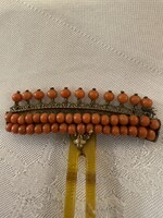 Antik kontytű,koralokkal,