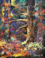Az öreg fa.Különleges pasztell festmény 30x24 cm.