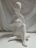 Bohumil Kokrda tervezte, cseh Jihokera Bechyne gigantikus női akt fajansz szobor - 38 cm