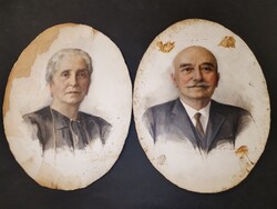 Udvardy Flóra (1880-): Gyönyörű kettős portré,1930, jelzett,eredeti olajfestmények.Karácsonyi aukció