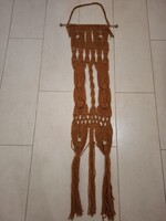 Retró makramé falidísz, mustársárga, 28 cm x 120 cm