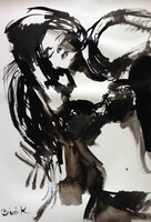Alvó szépség . Lavírozott tus art by Konrad Biro. 51x36 cm. Alacsony induló licittel!