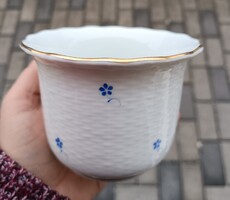 Herendi kosárfonott kék virág mintás mini kaspó