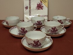 Antik Ó Herendi Apponyi purpur teás csésze, most ajándék szalvétával