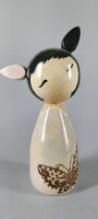 Kokeshi Macska  - kézzel készített, egyedi festéssel, égetéssel