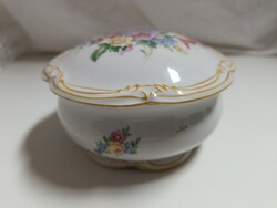 JLMENAU Graf von Henneberg Porzellan Germany, Tirol virág mintás nagyobb bonbonier - 14 x 8,5 cm