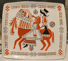 Kézzel festett hollóházi lovas kép