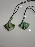 Zsolnay eozin ginkó nyaklánc medál