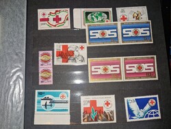 13 darab vöröskeresztes tagdíjbélyeg, használatlan
