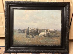 Festmény Viski János: A gulya AKCIÓ