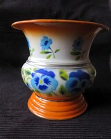 Régi Budafok Kék Virág Mintás Zománcozott Kaspó