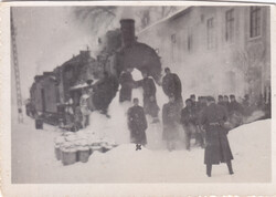 Katonai téli kép Hatvani állomás 6x9 cm 2 világháború magyar katonák