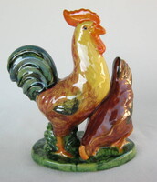 Nógrádi iparművészeti kerámia baromfi pár kakas és tyúk