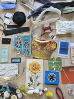 Nagyméretű retro varrós doboz varró készlet eladó