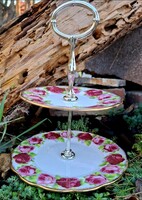 Ritkaság! Royal Albert Old English rose Emeletes sütikinàlo